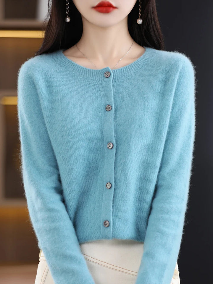 Light blue button front knit cardigan