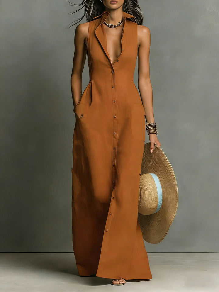 Andrea Elegant Lapel Shirt Dress