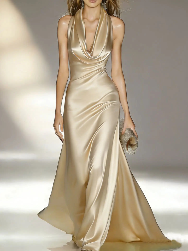 Valleria Satin Halter Maxi Dress