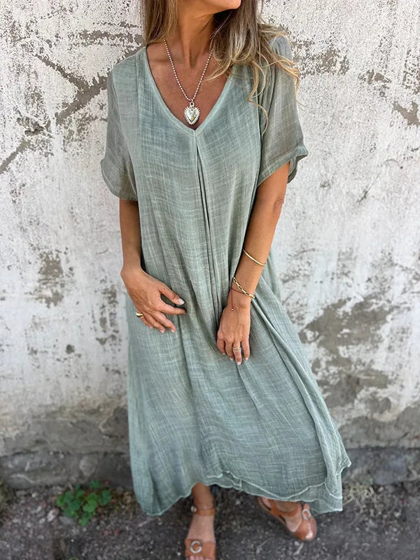 Alenza Casual V Neck Maxi Dress