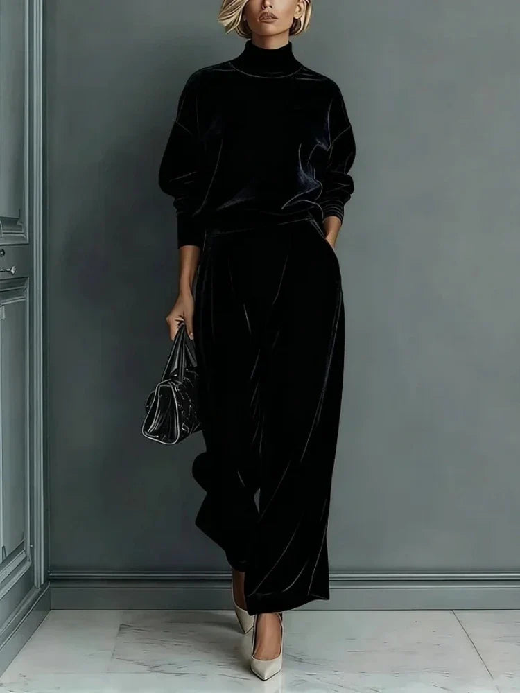 Camille High Neck Velvet Set