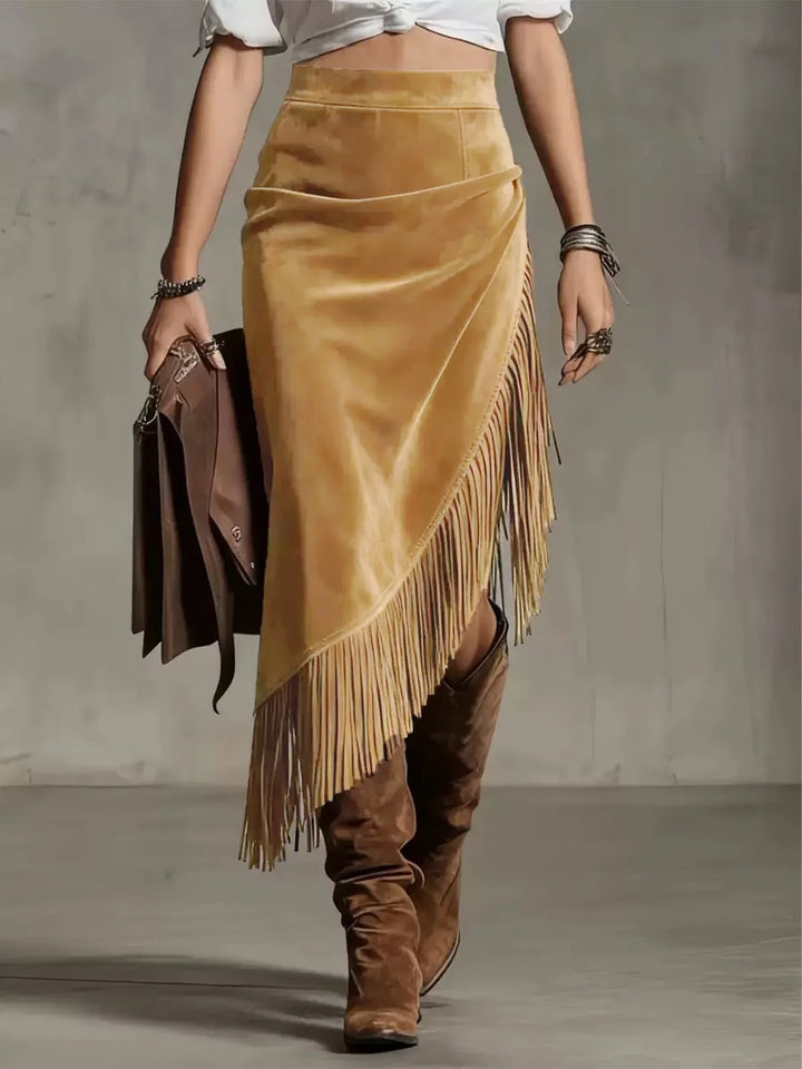 Callum Retro Suede Midi Skirt