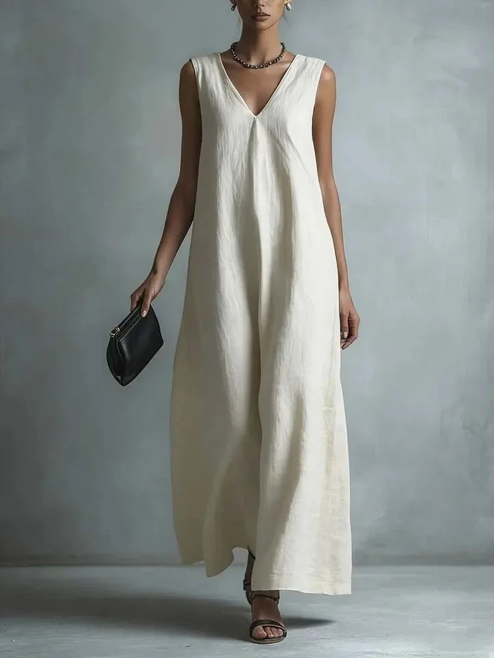 Beatrix Breathable Cotton Linen Long Dress