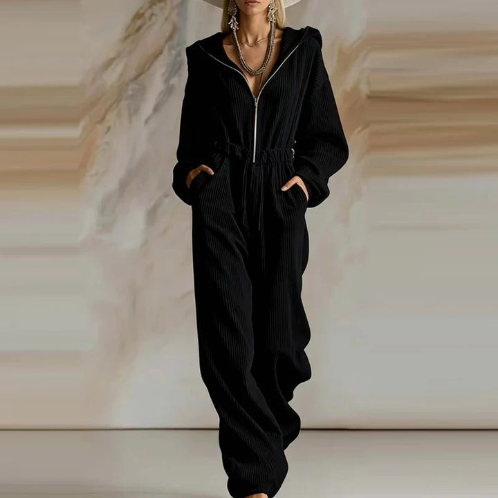 Elora Ribbed Hooded Jumpsuit