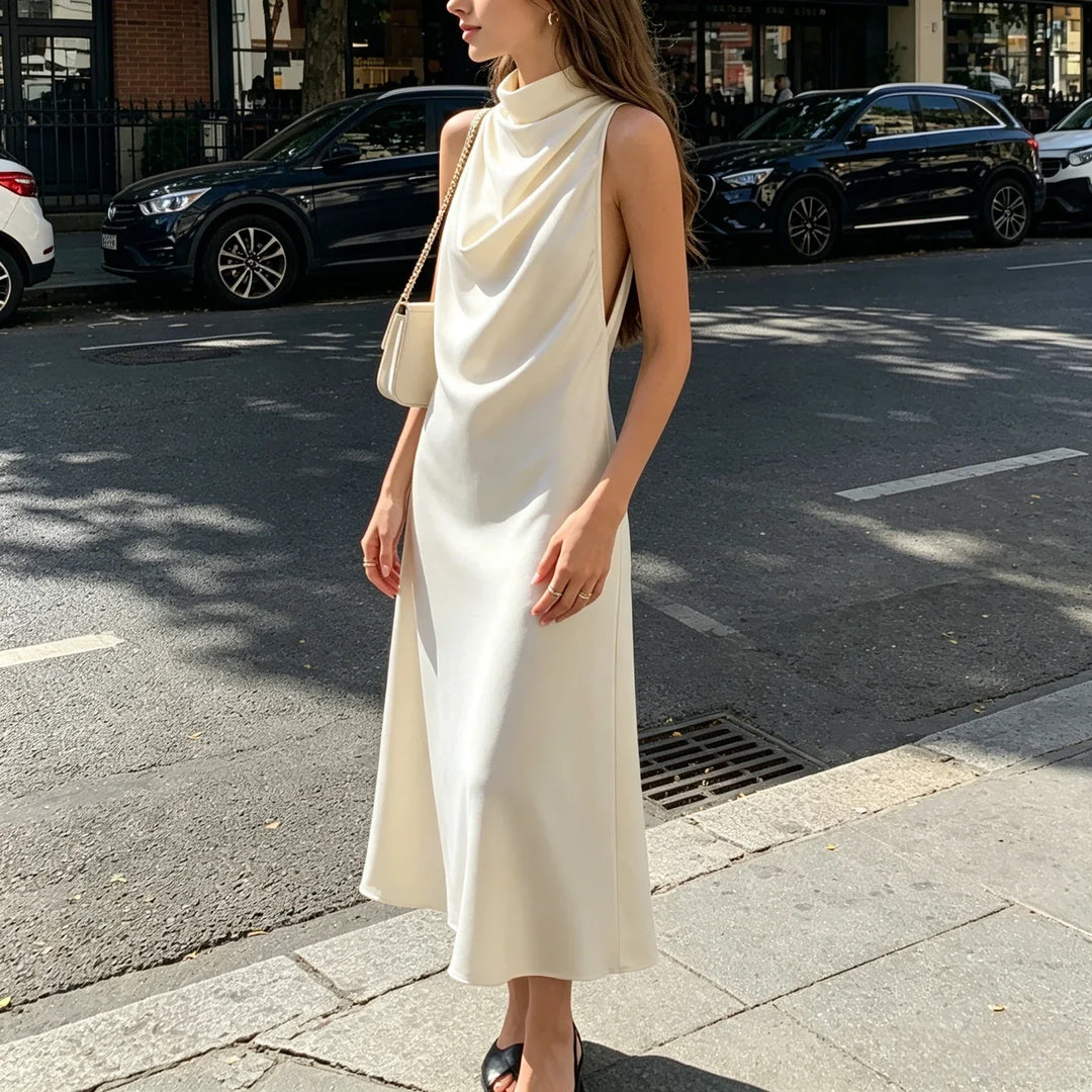Nerella Satin Halter Maxi Dress