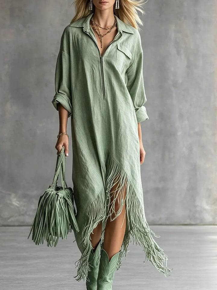 Layla Fringe Hem Midi Dress