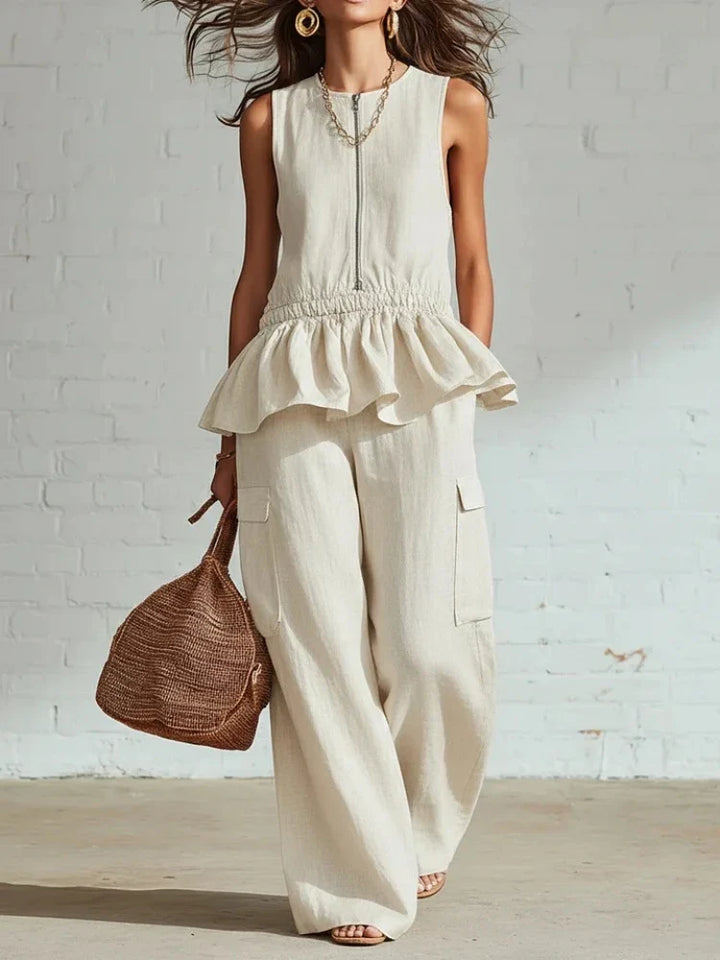Dahlia Sleeveless Ruffle Trim Two-Piece Set