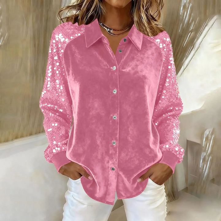 Marcelline Sequin Sleeve Blouse