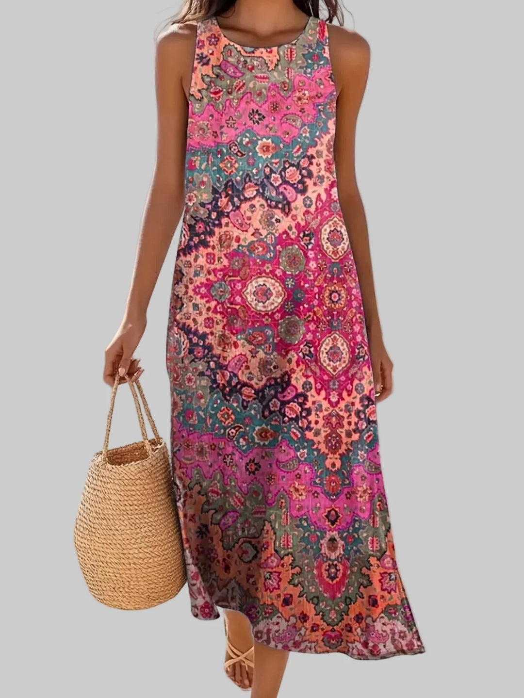 Aviora Bohemian Floral Midi Dress
