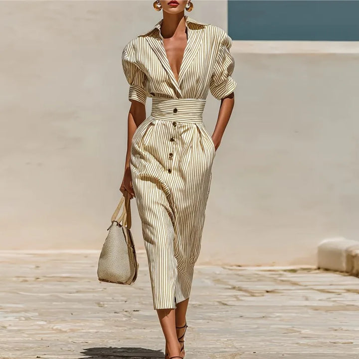 Juliana Striped Shirt Midi Dress