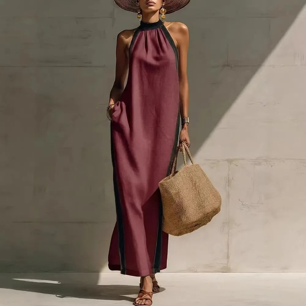 Bruna Casual Halter Maxi Dress