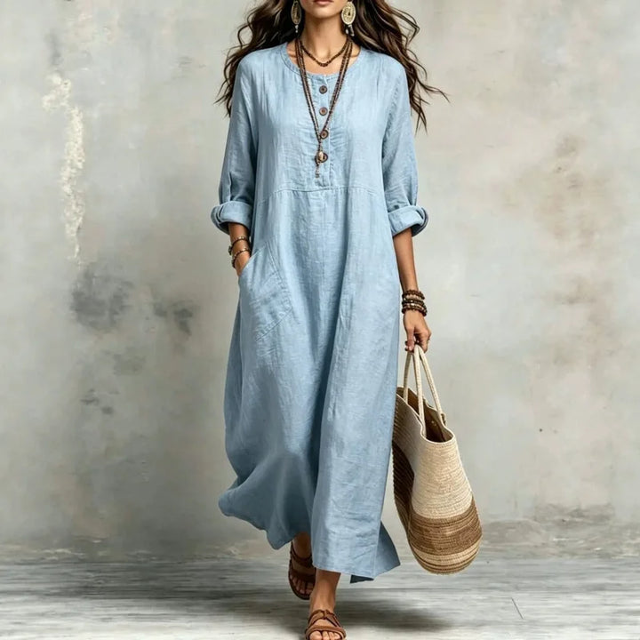 Fiona Casual Button Maxi Dress