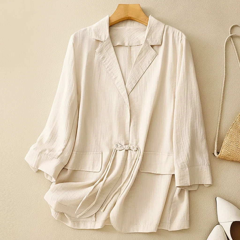 Eulalie Drawstring Linen Blazer