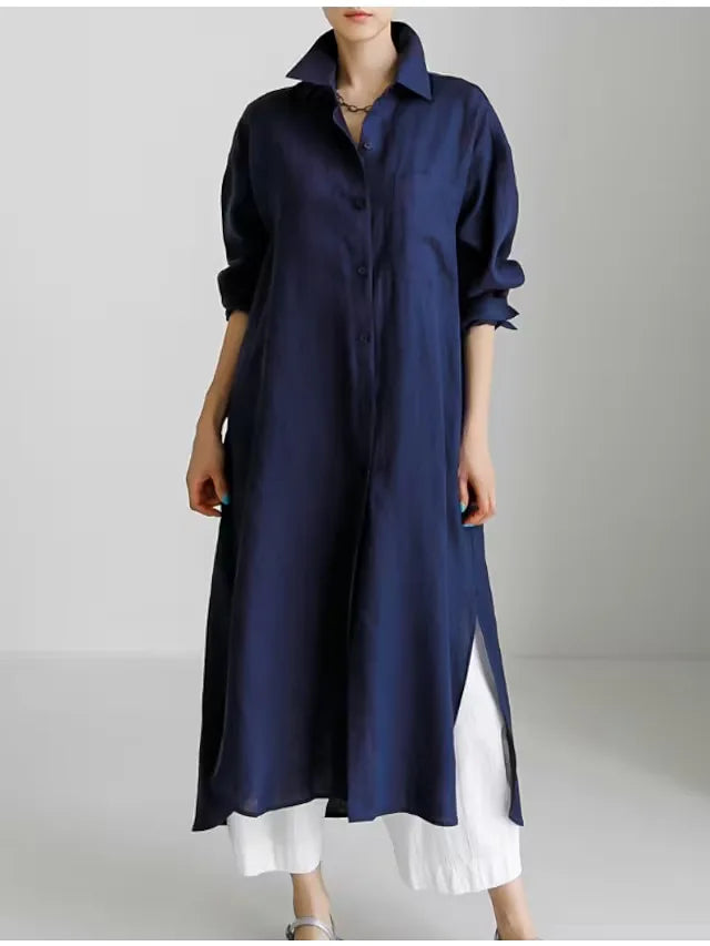 Phoebe Button Front Long Sleeve Maxi Dress