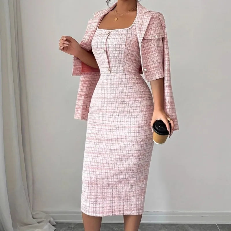 Adelisa Pearl Button Sheath Dress Set