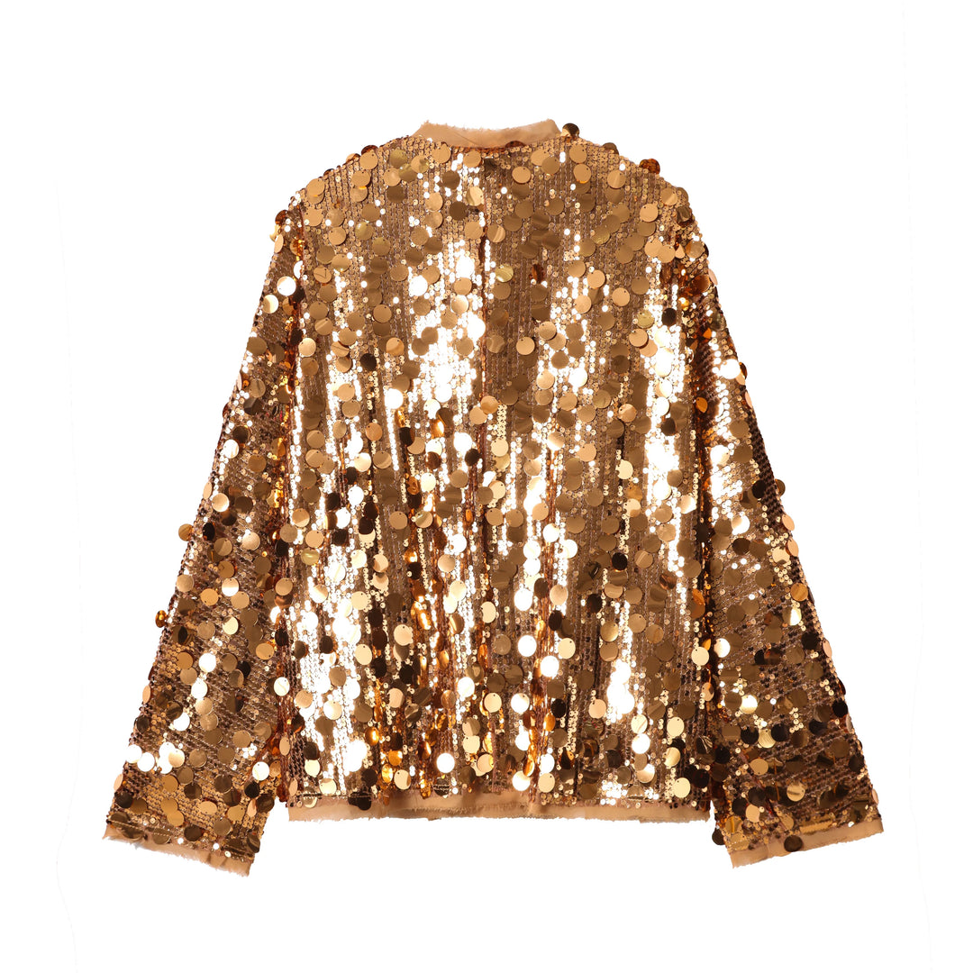 Gold sequin kimono jacket back view
