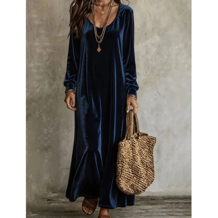 Ivora Velvet Finish Maxi Dress