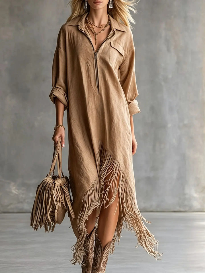 Layla Fringe Hem Midi Dress