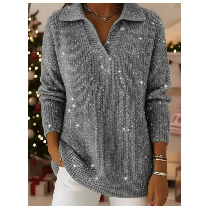 Wren Split Neck Sequin Sweater
