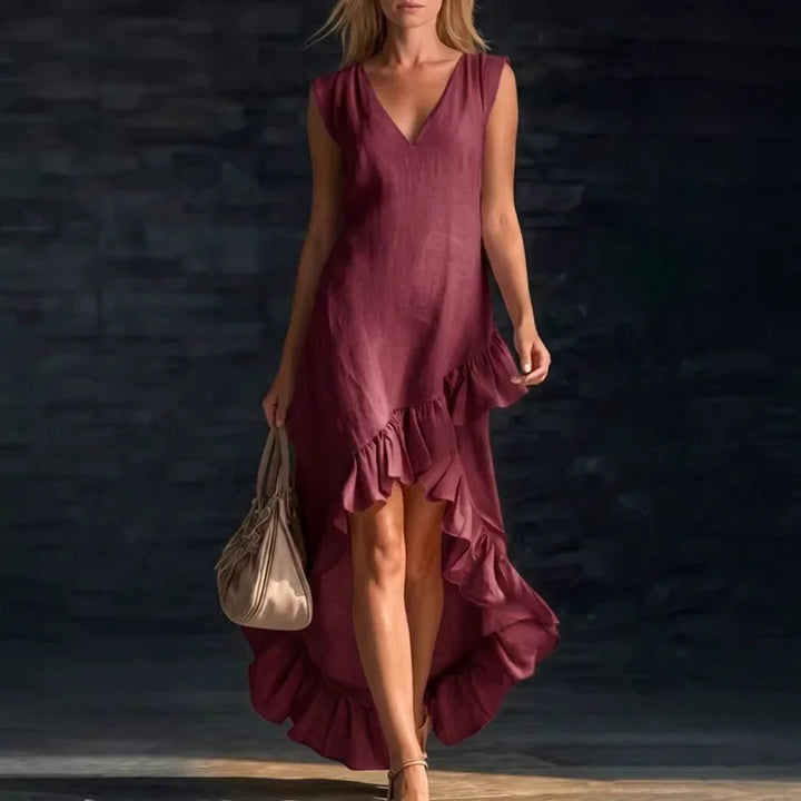 Celine Sleeveless Ruffle Maxi Dress