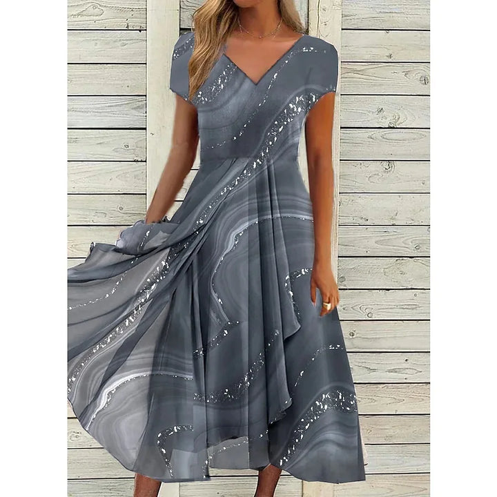Sophia Casual V Neck Midi Dress