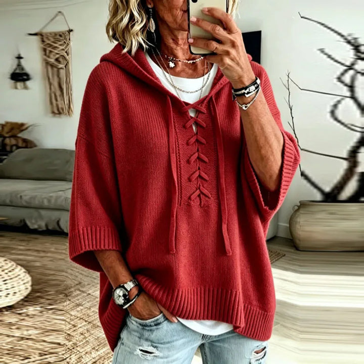 Lucelle Lace Up Hooded Pullover