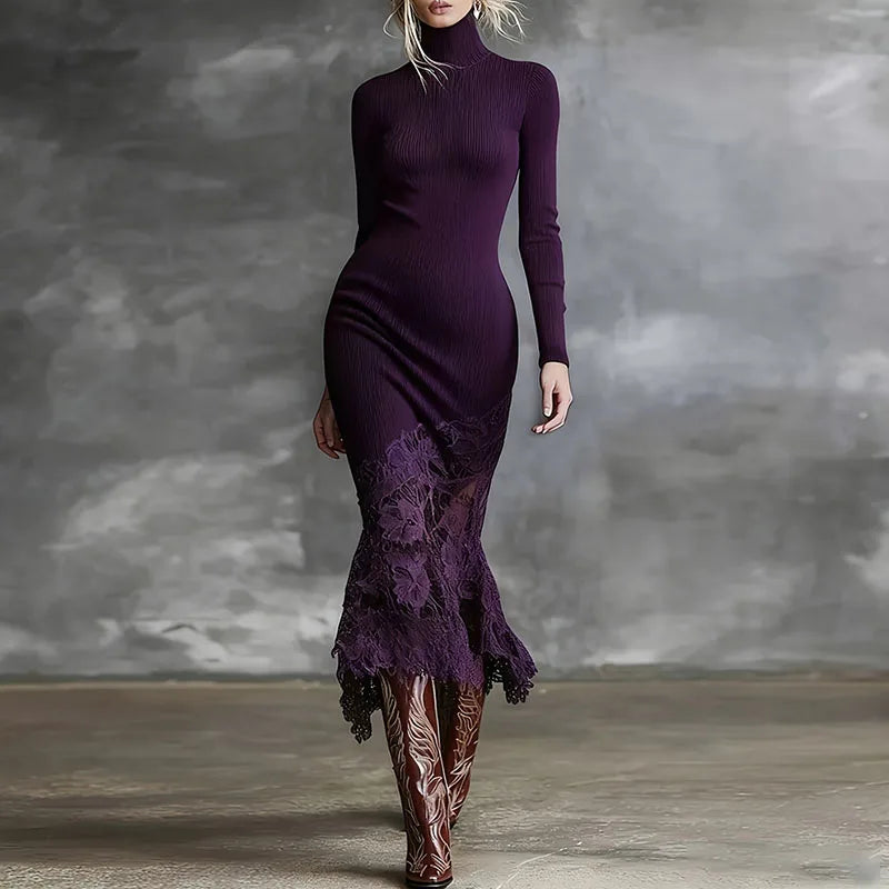 Monika Ribbed Turtleneck Dress