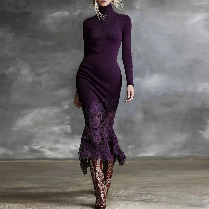 Monika Ribbed Turtleneck Dress