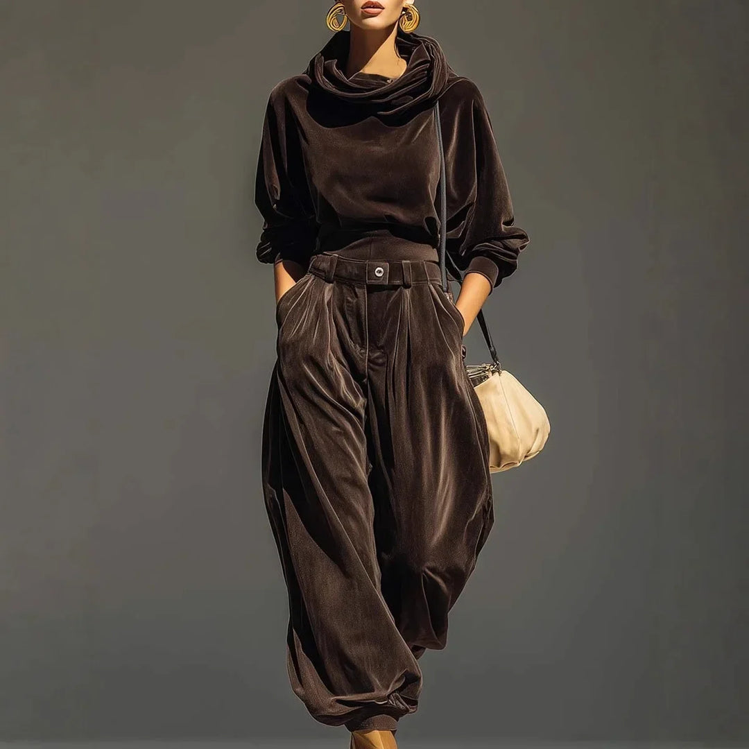 Quinn Draped Hood Velvet Set
