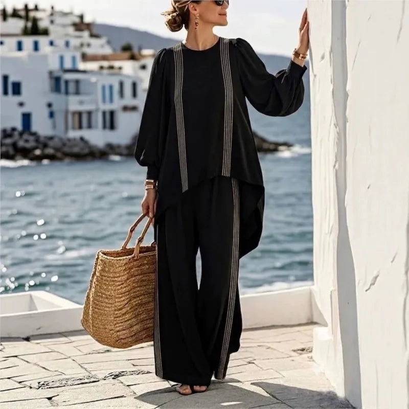 Ameera Asymmetric Stripe Set