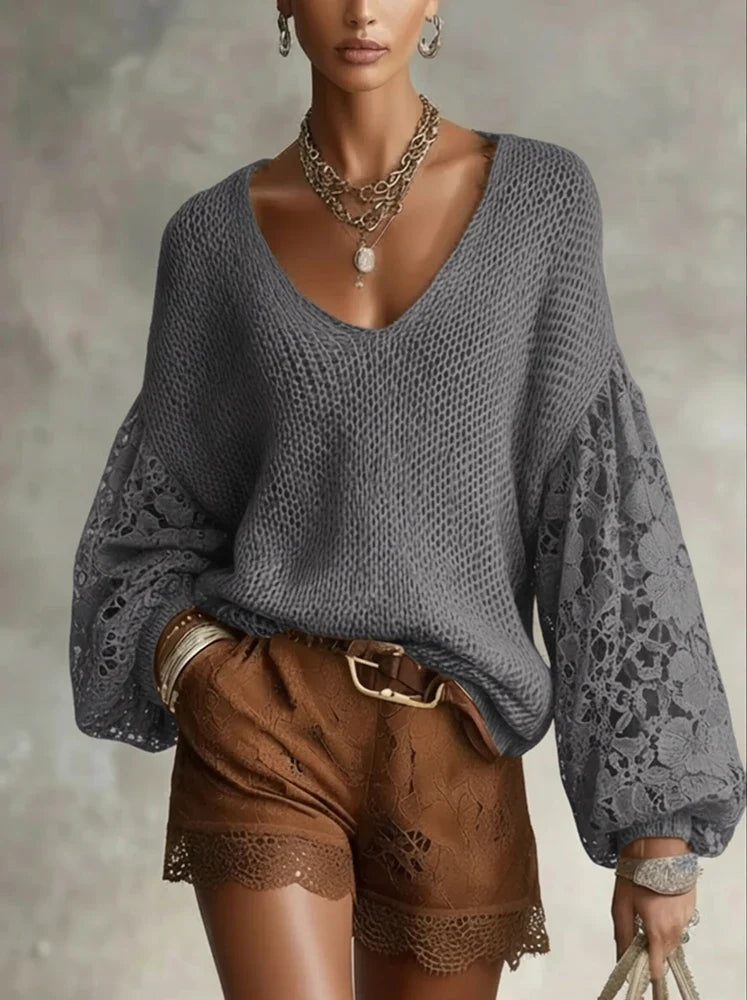 Sylvie Lace V Neck Sweater