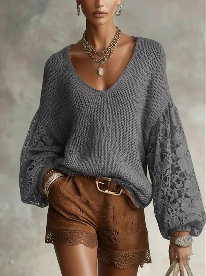 Sylvie Lace V Neck Sweater