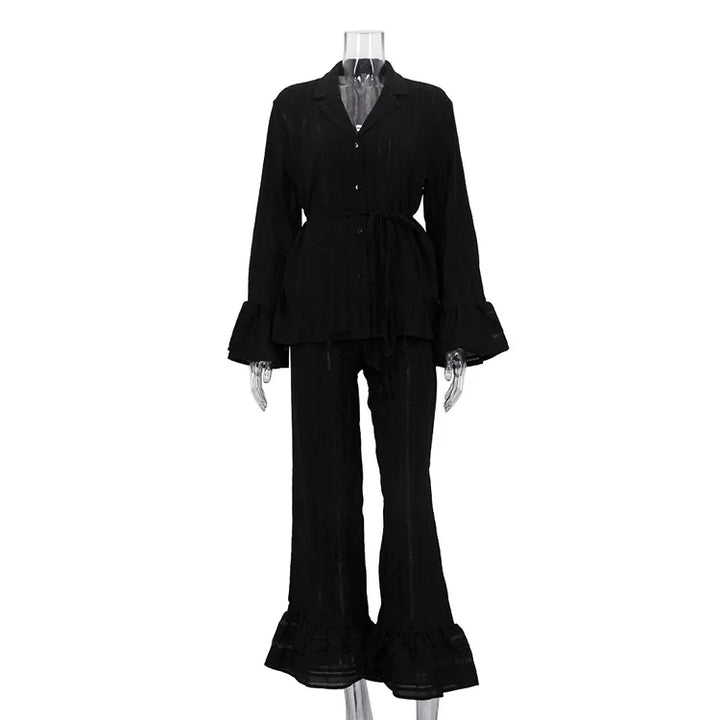 Amanda Ruffle Trim Pajama Set