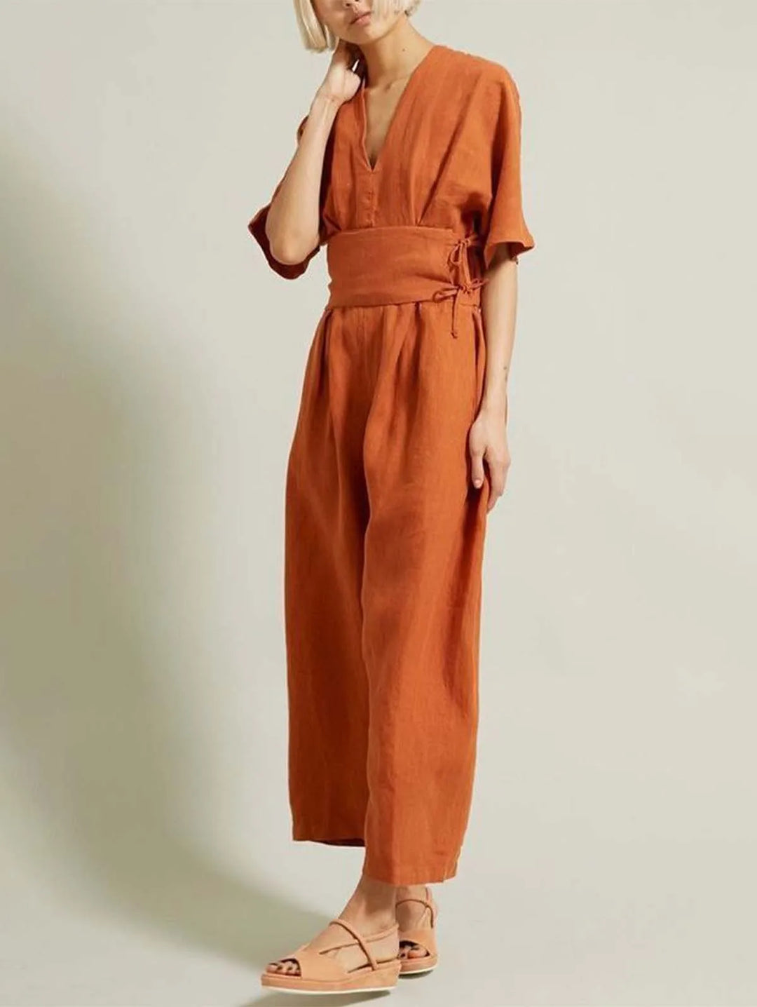Elenique Casual V Neck Jumpsuit