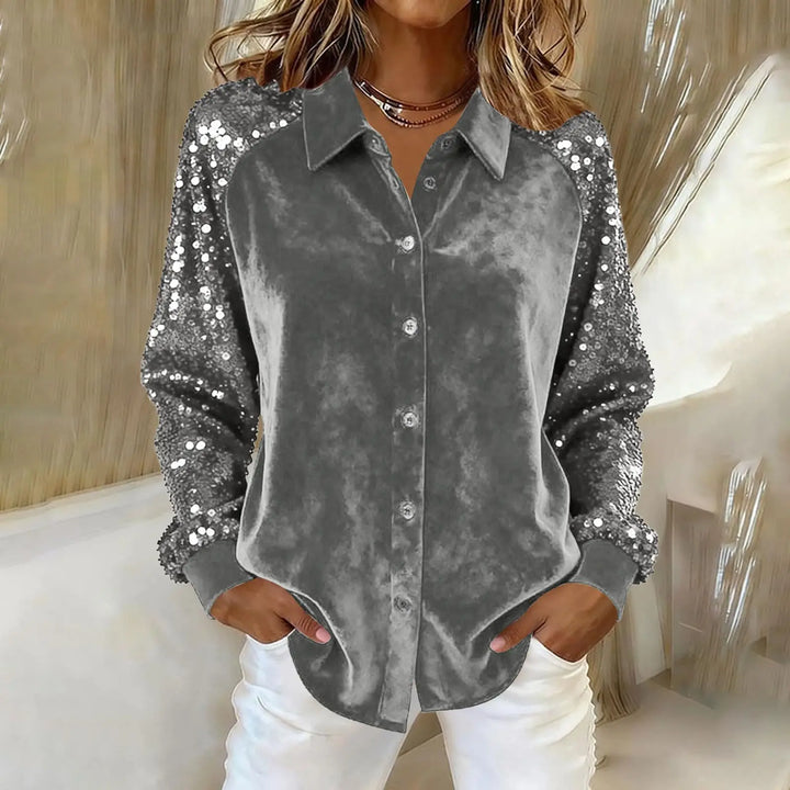 Marcelline Sequin Sleeve Blouse