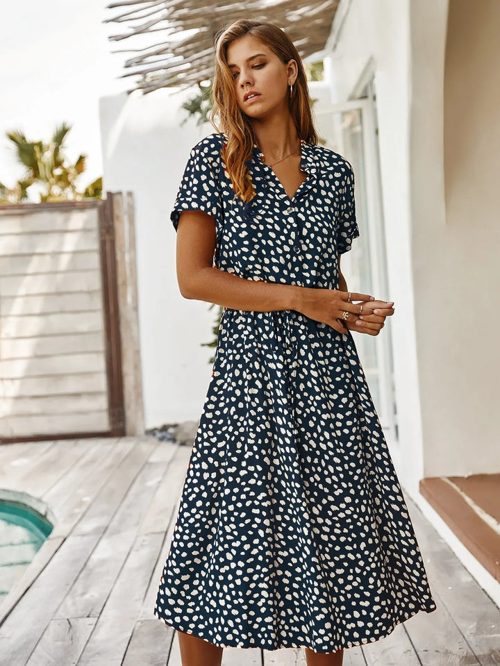 Inessa Printed Midi Shirt Dress
