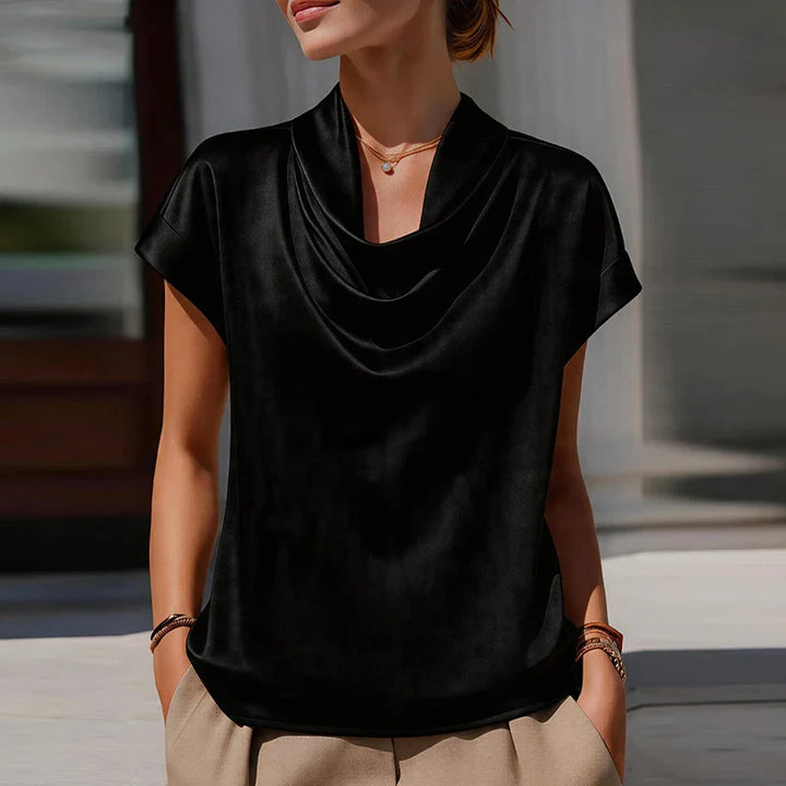 Orelina Draped Cowl Neck Blouse
