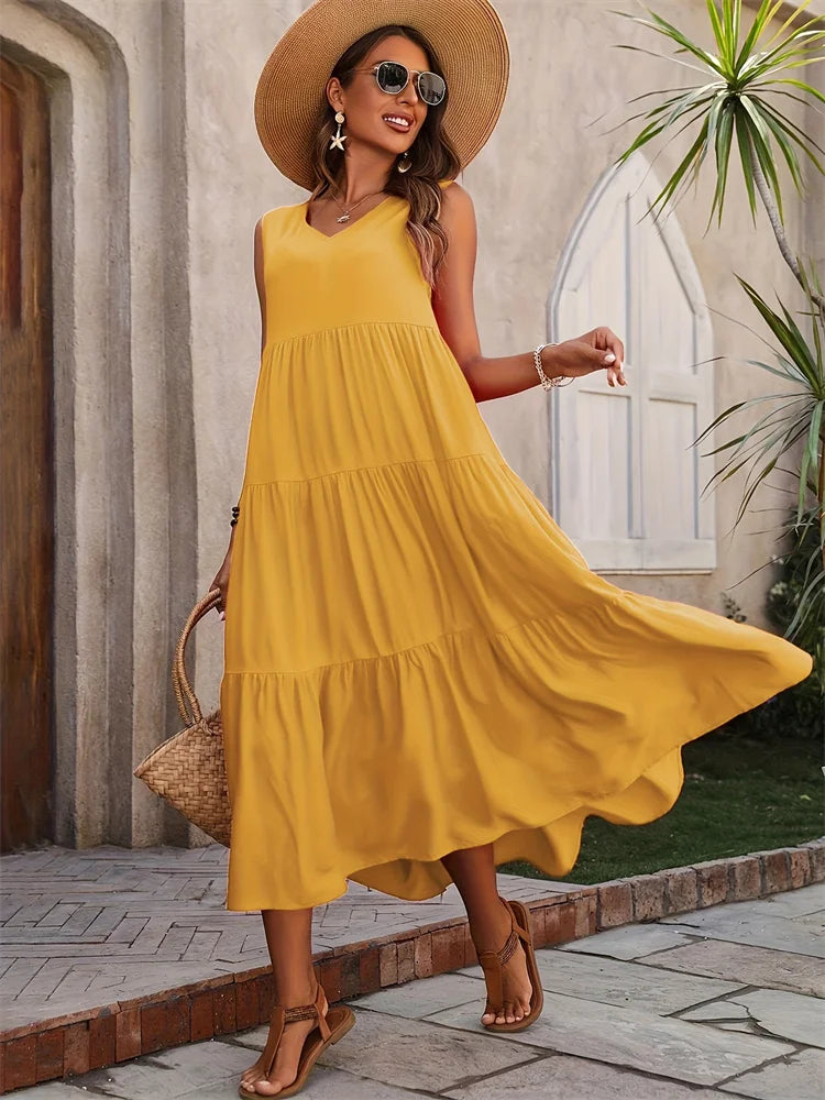 Mirenza Sleeveless Tiered Maxi Dress