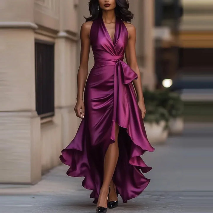 Monroe Halter Satin Maxi Dress