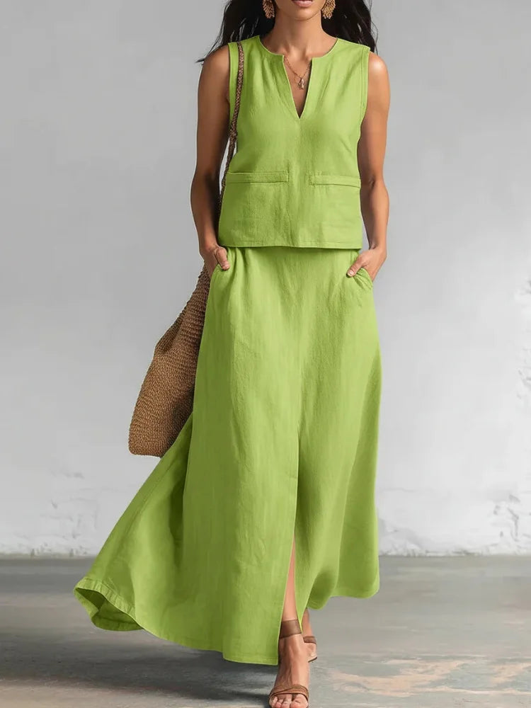 Kaylee Flowy Linen Skirt Set