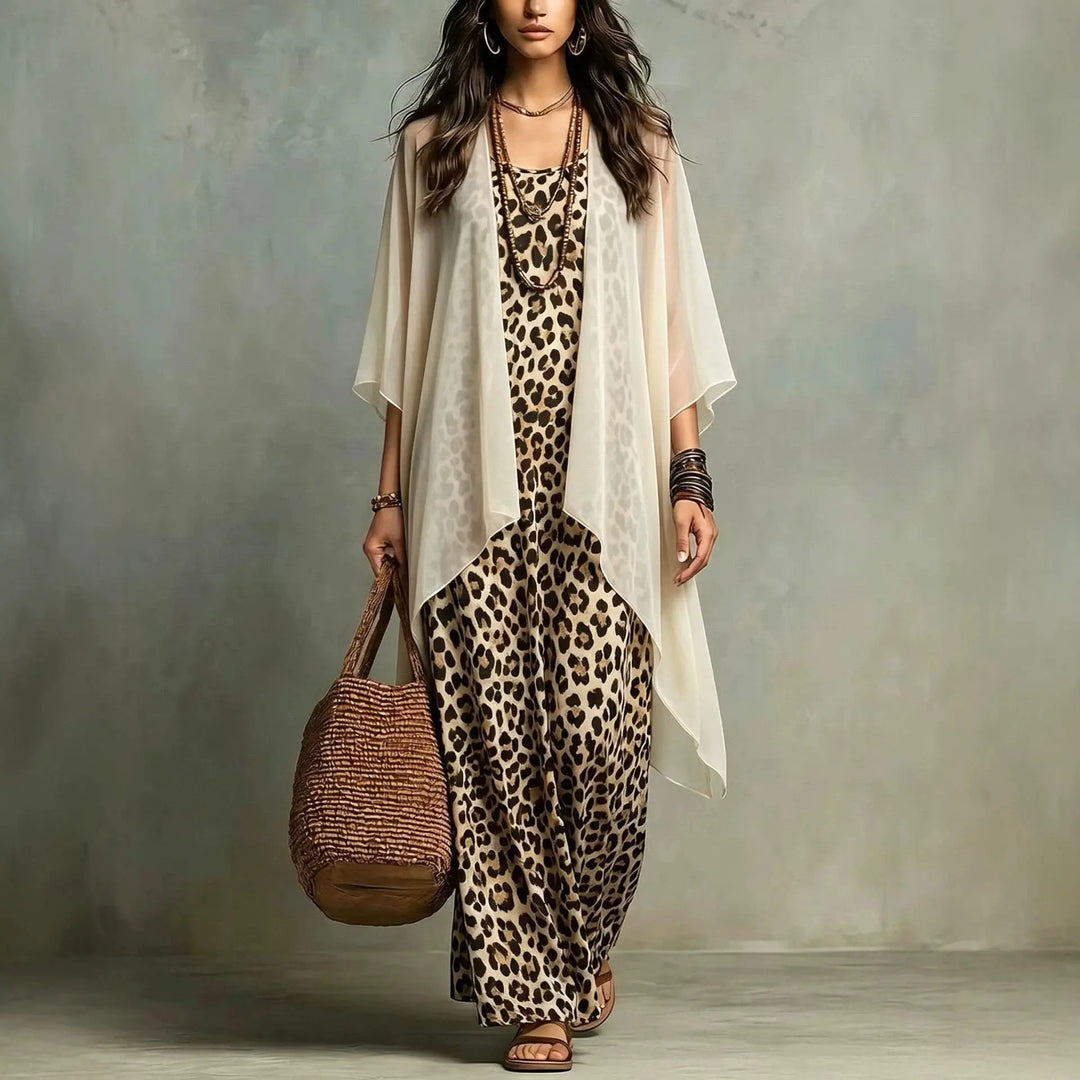 Virellea Leopard Print Maxi Dress Set