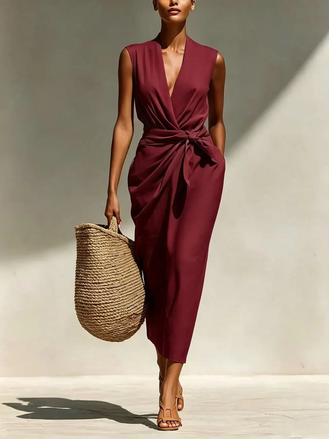 Chiara Front Twist Midi Dress