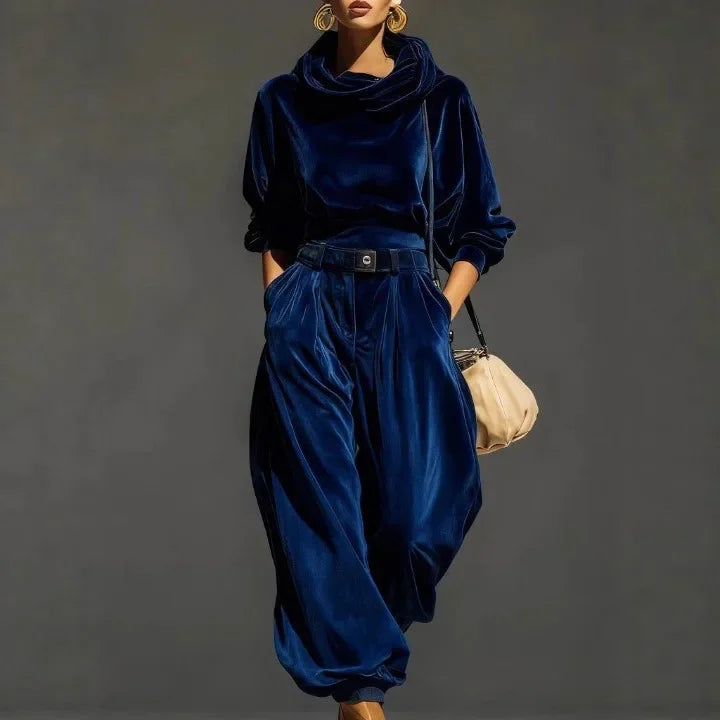 Quinn Draped Hood Velvet Set