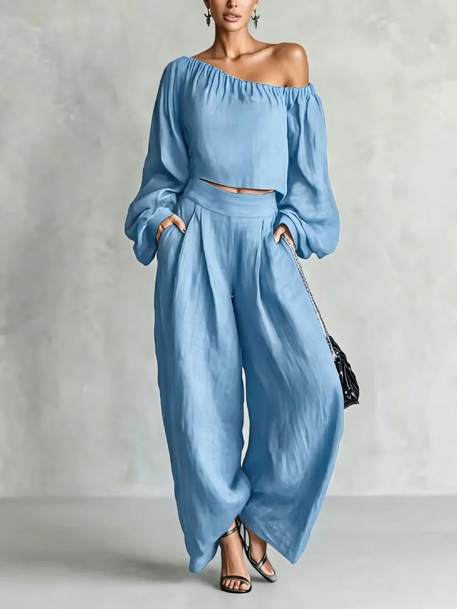 Evelisse Off Shoulder Trouser Set