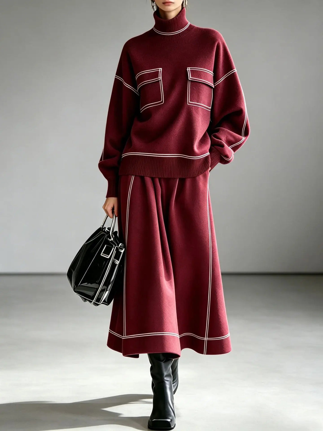 Simona Turtleneck Skirt Set