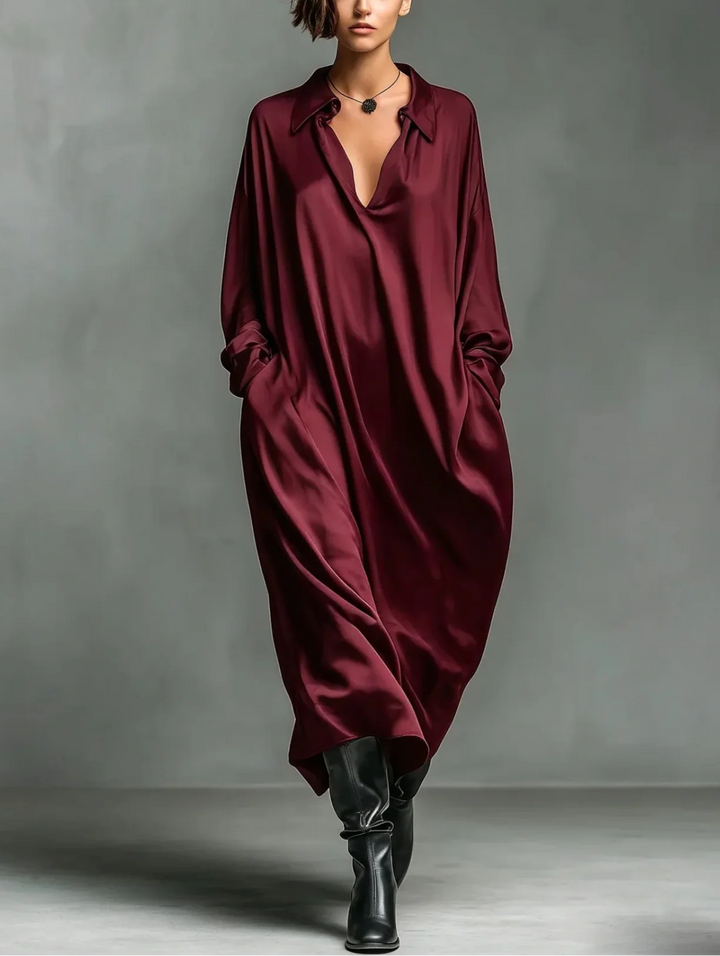 Elara Soft Drape Long Sleeve Maxi Dress
