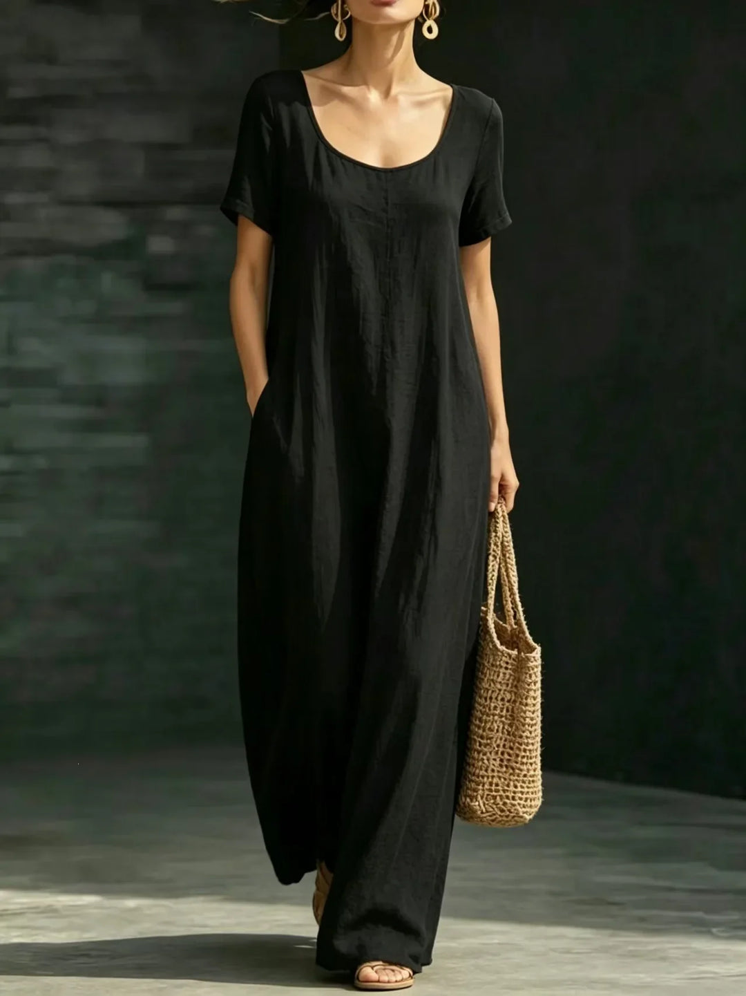 Iris Casual Loose Fit A Line Maxi Dress