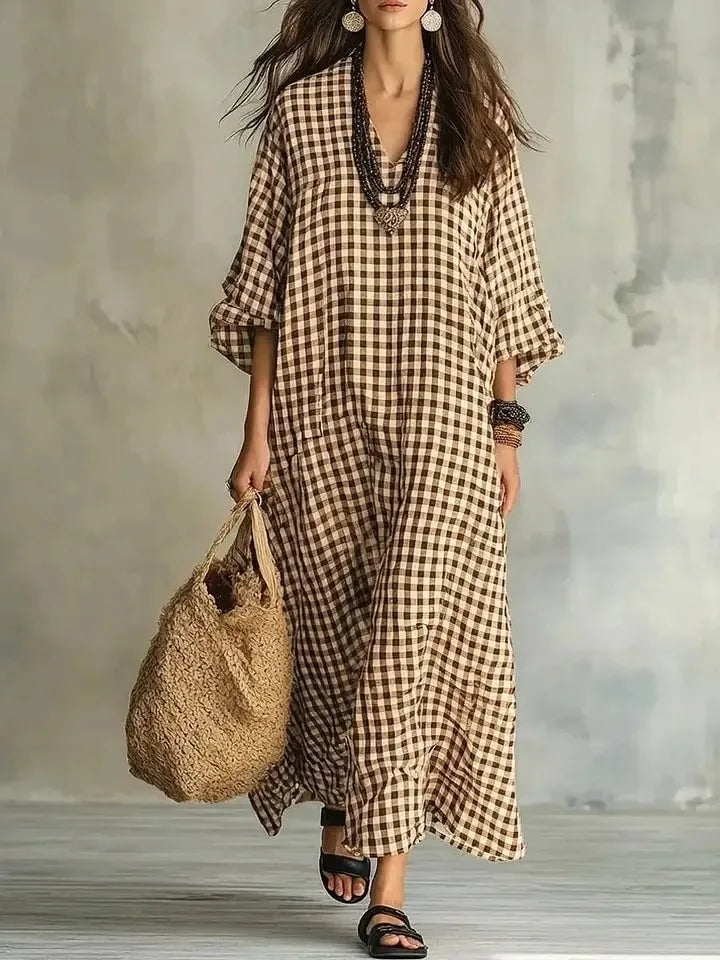 Hailey Relaxed Plaid Maxi Dress