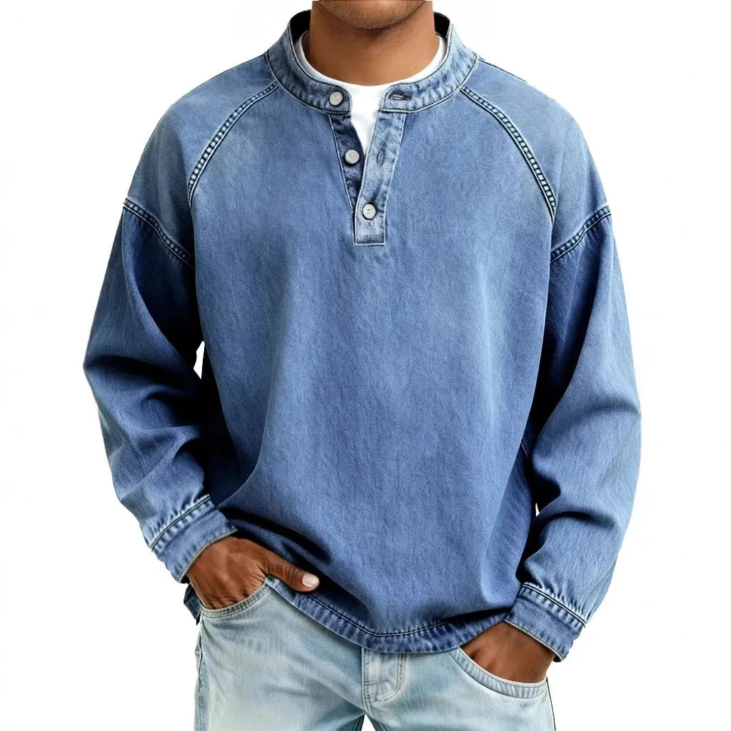 Marco Vintage Denim Henley Pullover