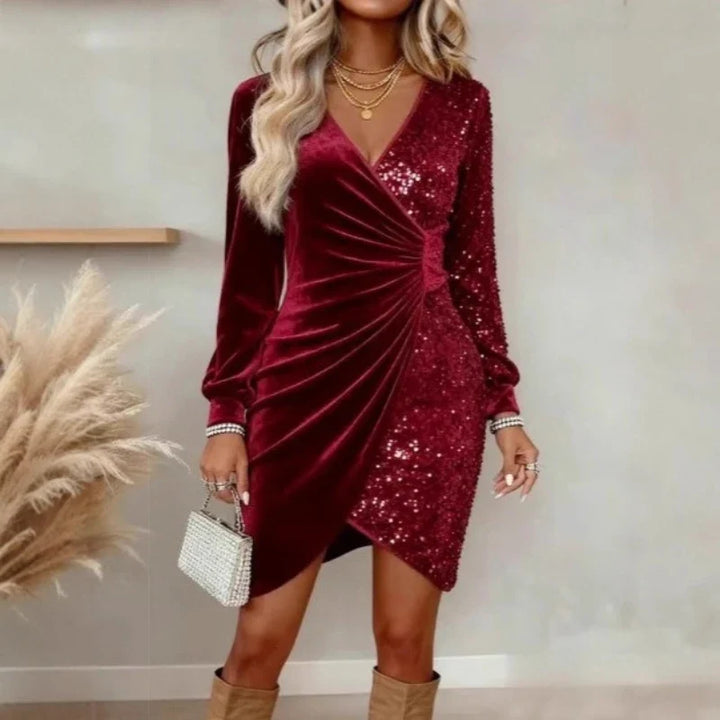 Amandine Sequin Wrap Dress